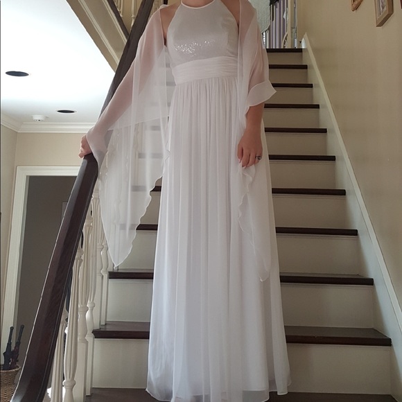 💘💕WHITE FLOOR LENGTH DRESS💕💘graduation prom - Picture 8 of 8